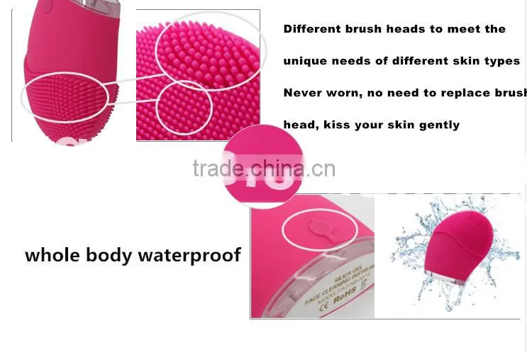 2016 Hot Sell Sonic Facial Cleansing Brush Sonic Silicone Face Washing Brush Girl Face Brush