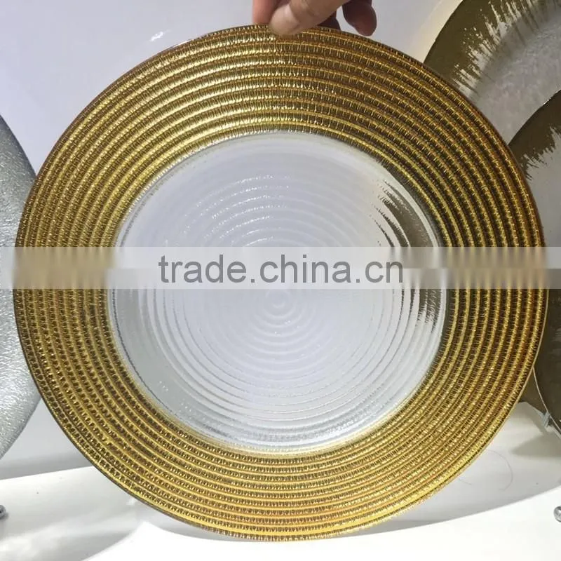 wholesale fancy dishes silver gold glass dish plate