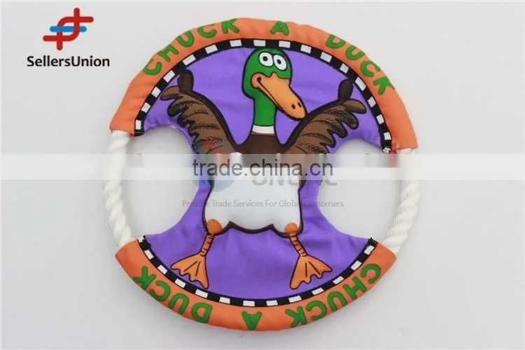 No.1 yiwu exporting commission agent wanted Cartoon Flying Disc Shaped Canvas Pet Toy For Cat