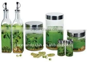 oil glass bottle and kitchen glassware