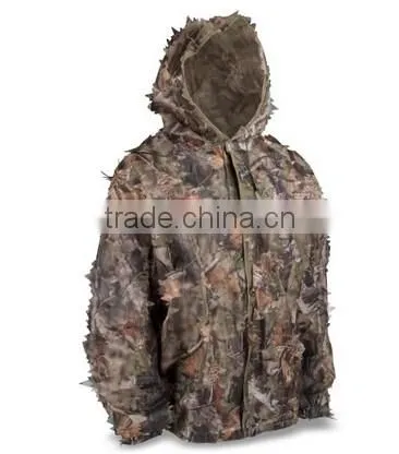Mesh Camouflage Ghillie Leafy Hunting Camo Suit Jacket Pants Brown