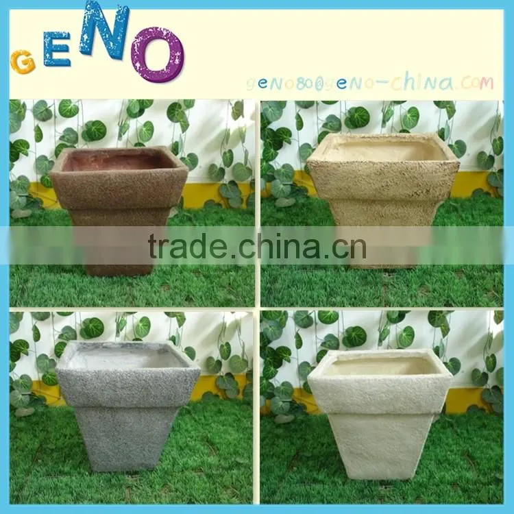 Outdoor home striped fiber clay plant pot planter