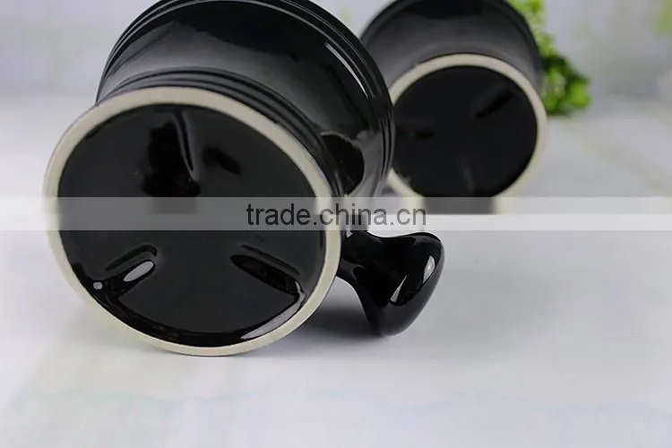 Home & garden bathroom accessories ceramic black shaving bowl