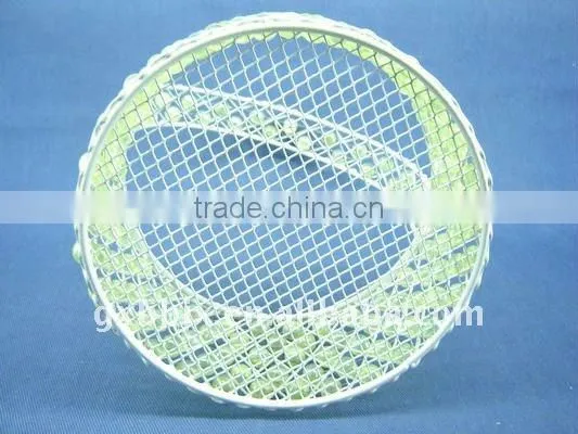 Round white wire decorative with green pearl vegetable storage basket