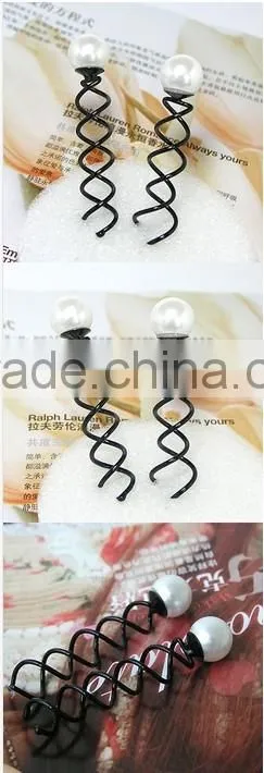 Personalized hairpin black Hair Stick Vintage Pearl Spiral Hairpin