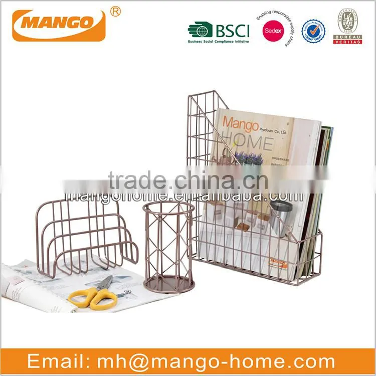 Metal letter rack pen holder file holder desk organizer