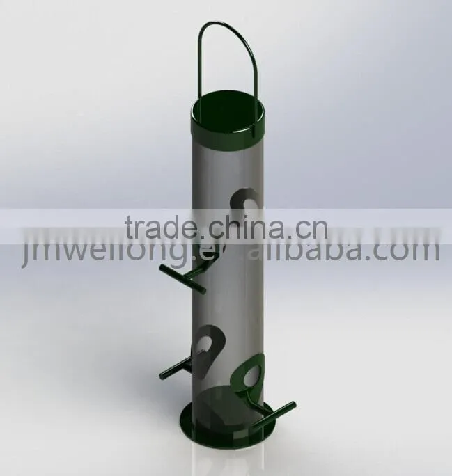 2015 newest Triple metal roof PC tube seed,peanut,fat ball bird feeder/seed feeder/Multi function metal tray bird feeders