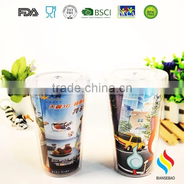 customized logo AS plastic tumbler with straw for promotional