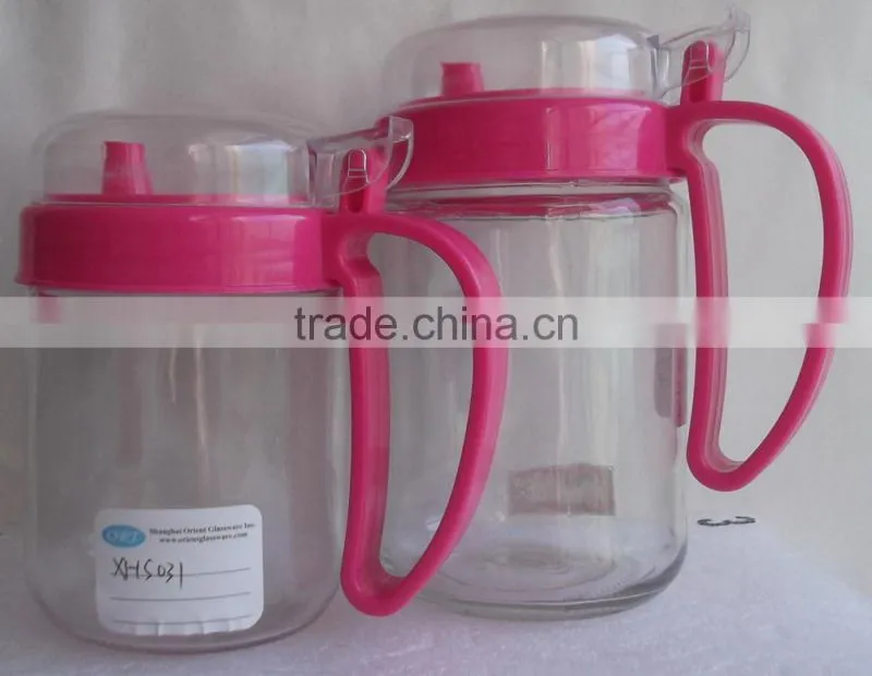 410ml 600ml 20oz glass oil bottle with colorful lids