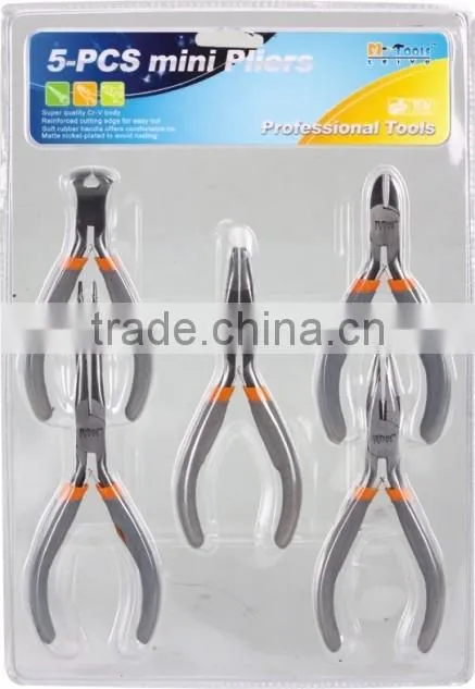 5PCS pliers set(5" long nose pliers/6"diagonal pliers/6"combination pliers/6"long nose pliers/6"water pump pliers)