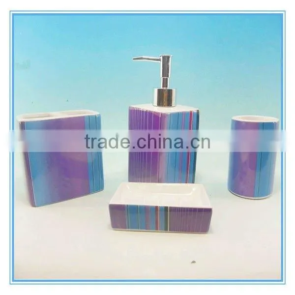 Hot sale full printing square pink dehua 4pcs dolomite sanitary ware