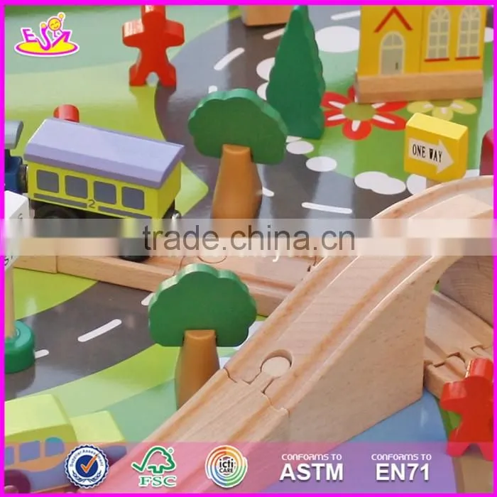 2017 New design funny activity toys wooden kids train table W04C071