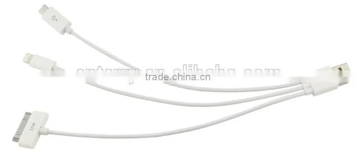 Fashionable multi-function colorful 4 in 1 usb data cable for iphone samsung