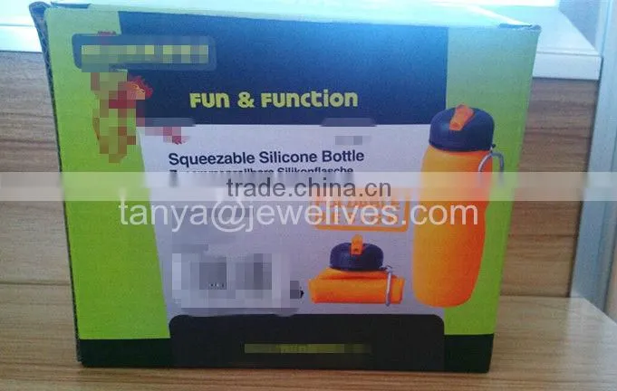 silicon collapsible water bottle with various colors and capacity