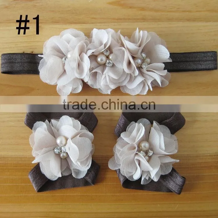 fabric flower headband for kids hair accessories, foot flower band for baby girl