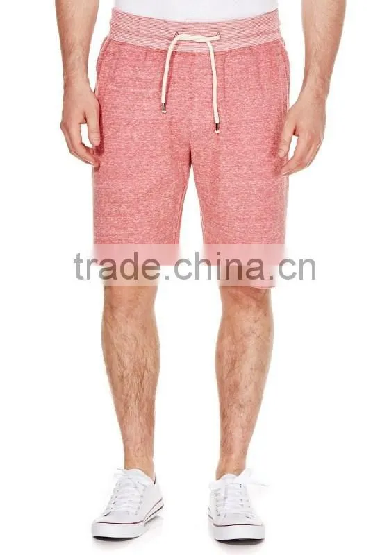 Fashion slub yarn jersey short elastic waist shorts for men