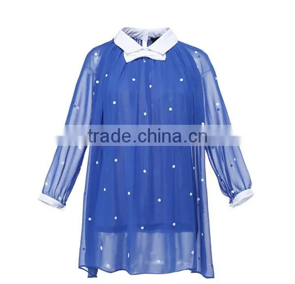 2015 fashion polyester doule layer long sleeves direct manufacturer high quality design of office blouses