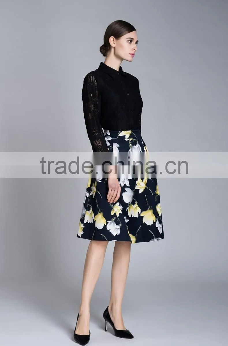 Spring Season Ladies Long Sleeve Elegant Lace Shirt