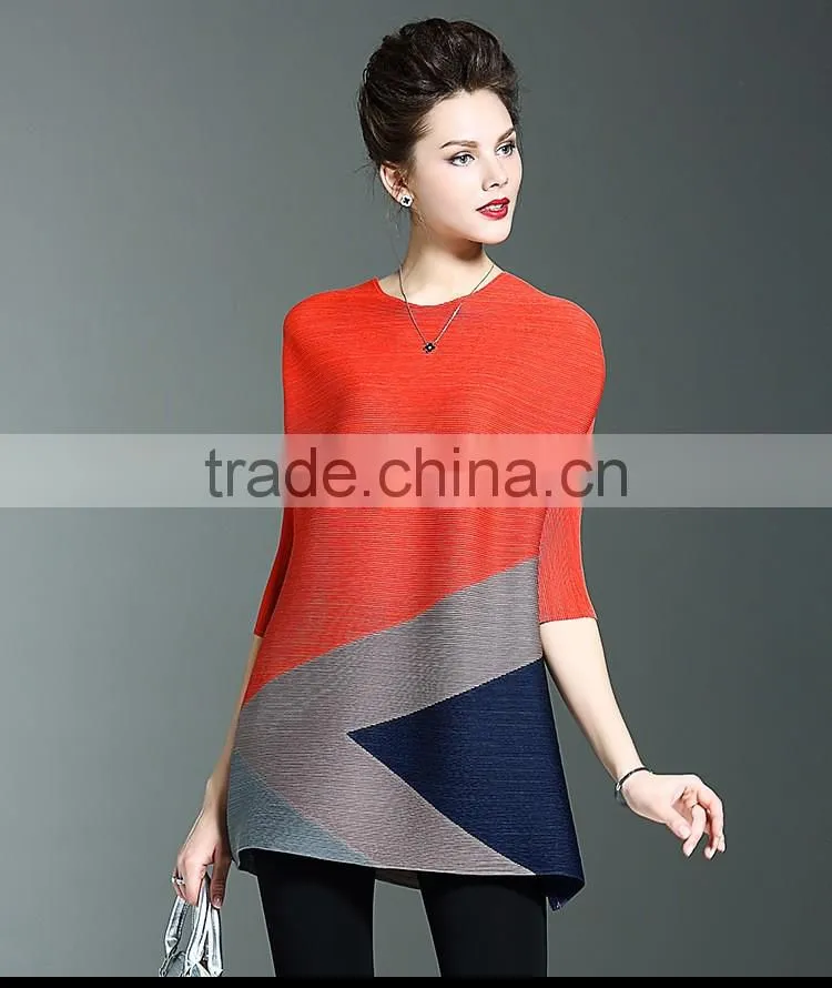 Latest new womens big yards loose contrast color fold dress
