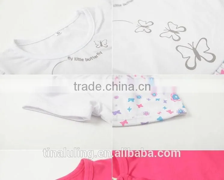lovely and sweet girls clothing kids outfits children 3pcs butterfly clothes sets
