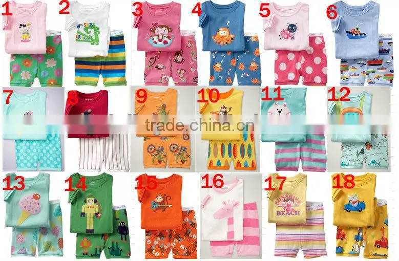 girls pink cute fish pattern pajamas sets baby cotton short sleeve sleep wear summer pyjamas