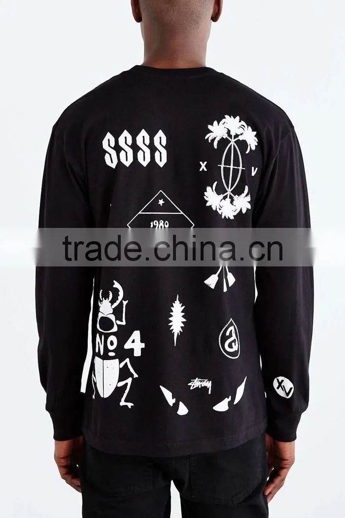 Black long sleeve roach plain t-shirts for men