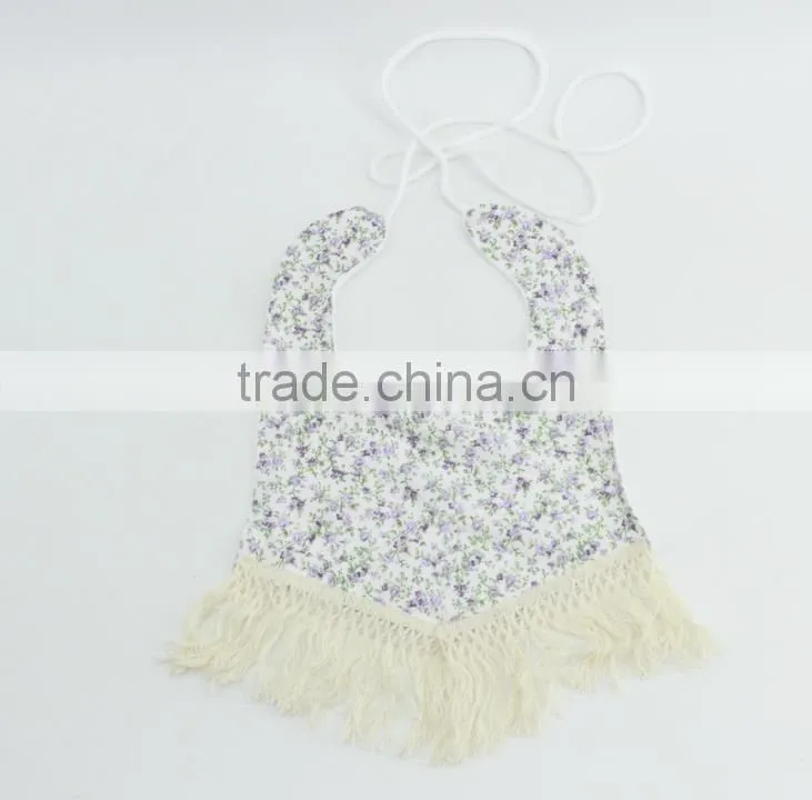 Flower Pattern Baby Girl Bibs With Tassel Toddler Baby Girl 100% Cotton Burp Cloths