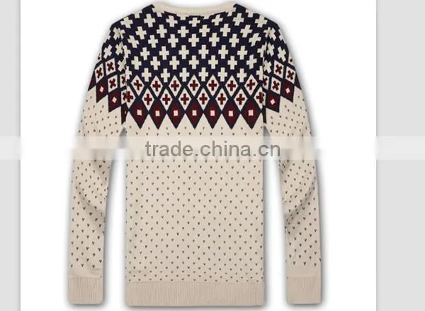 100% cotton geometric designs cheap men sweater