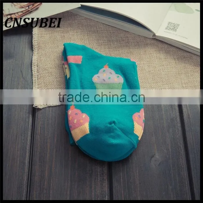 200 Needle fresh color korean cute cartoon ice cream women tube socks for young girl normal wearing
