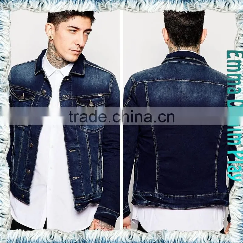 2016 New Brand Hot Sale Indigo Jean Mens Silver Button Jackets Coats