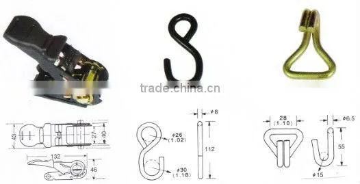 25mm plastic ratchet strap with S hooks from china manufactory