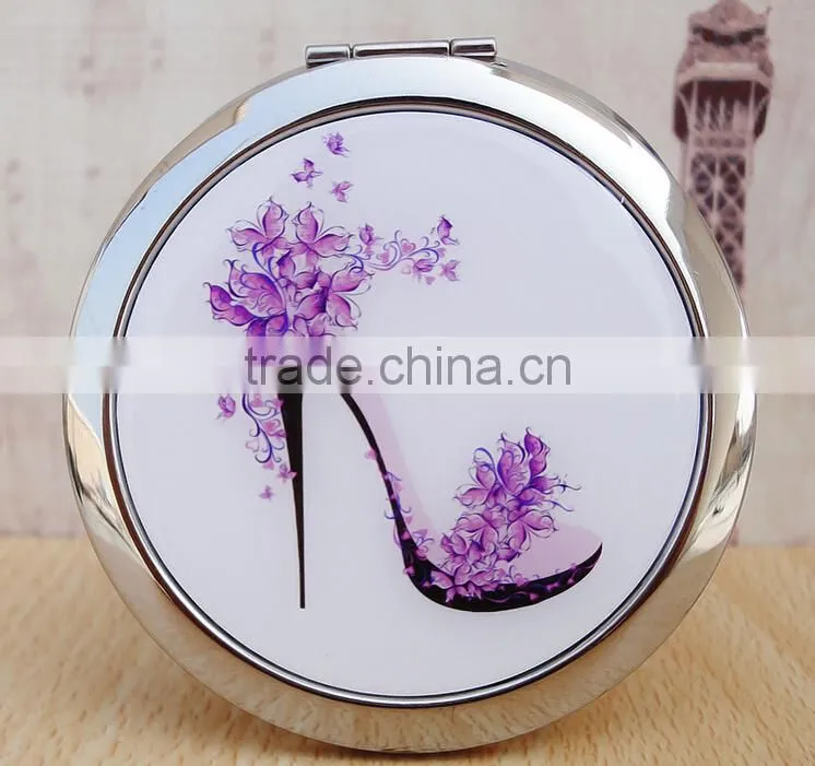 Dubaa Mother of Purple High Heel Shoes Design Double Magnifying Compact Cosmetic Makeup Hand Mirror