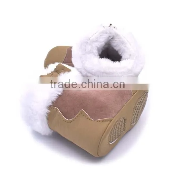winter warm lovely bowknot anti-slip baby cotton walking shoes