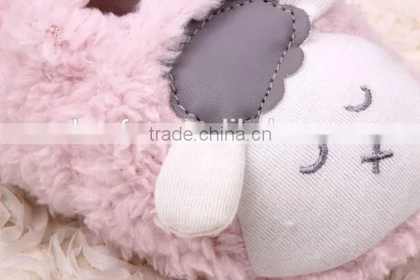 lovely cartoon animal coral fleece baby girl walking shoes