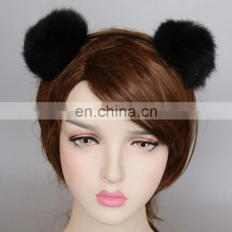 8cm real rabbit fur ball hairband for girl lady fashion handmade fur accessories