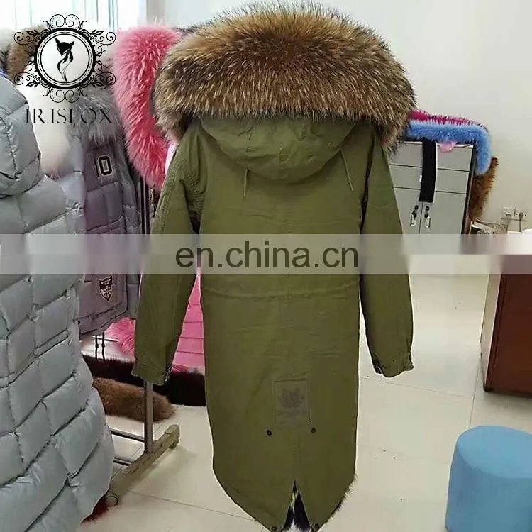 Irisfox 2016 winter warm fox fur lining fox fur hooded coat