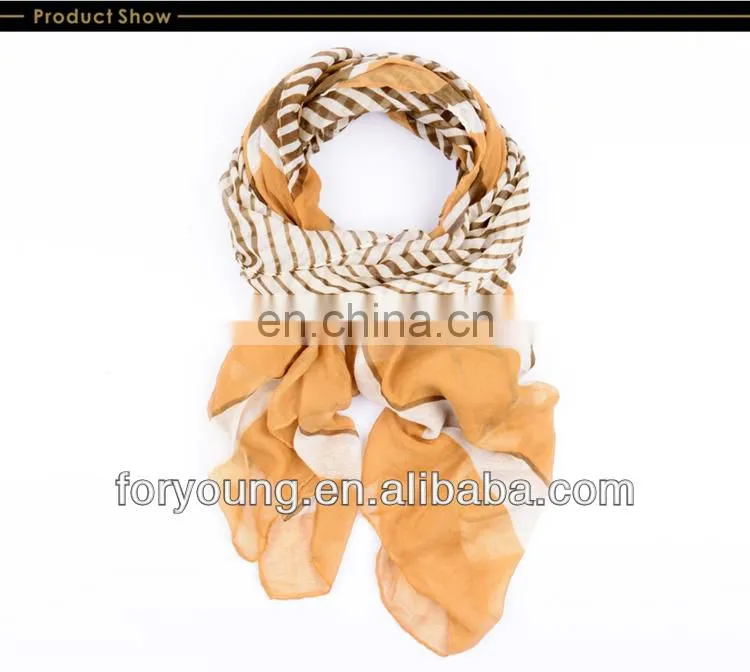 striped print ladies fashion voile scarf