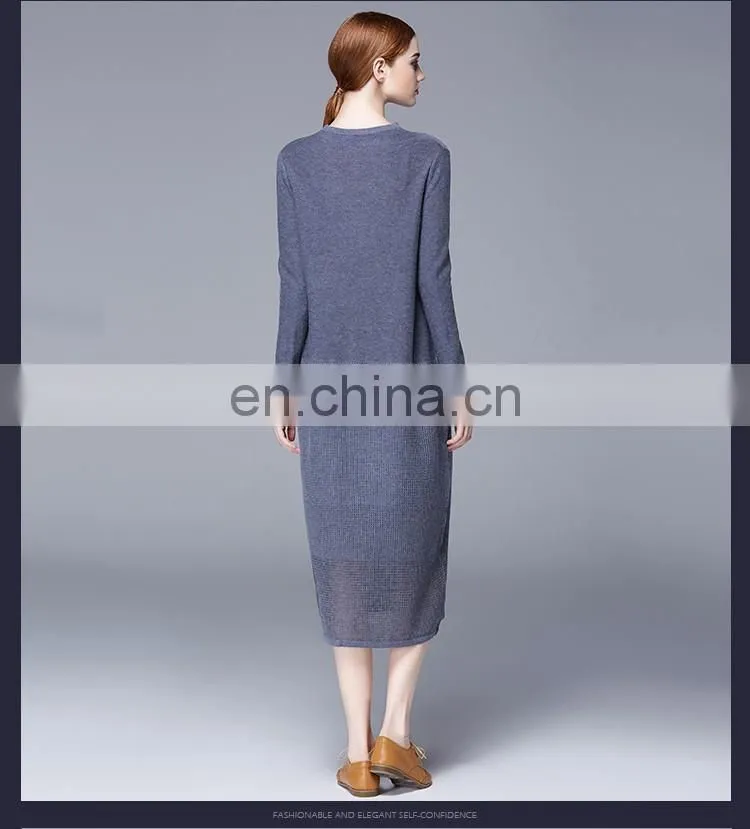 2016 China Clothing Factory customize fashion simple chiffon lady knit dress