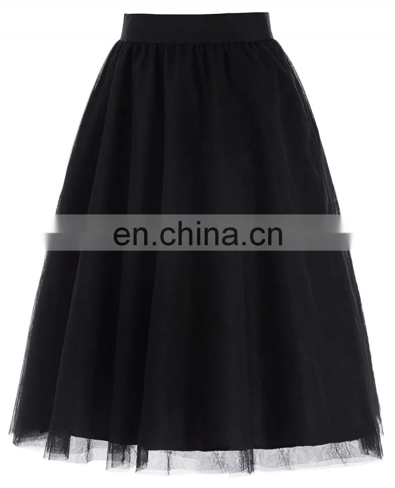 Kate Kasin Womens 3 Layers A-line Soft Tulle Netting Prom Party Wedding Black Skirt KK000311-1
