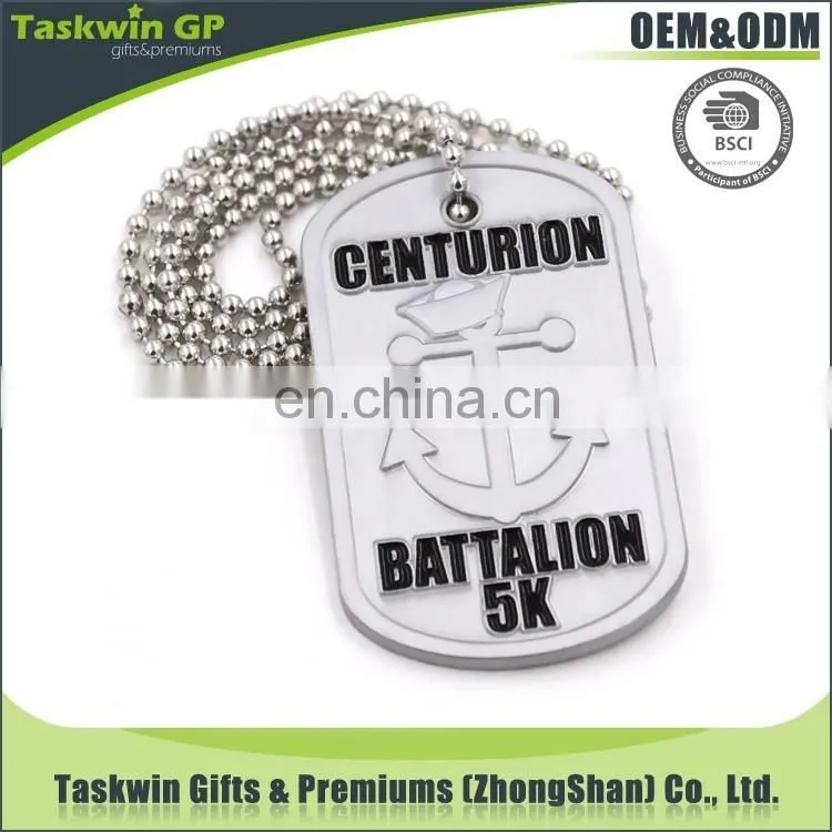 wholesale custom laser military dog tag with necklace of fashion printing and nice engraving with logo and name