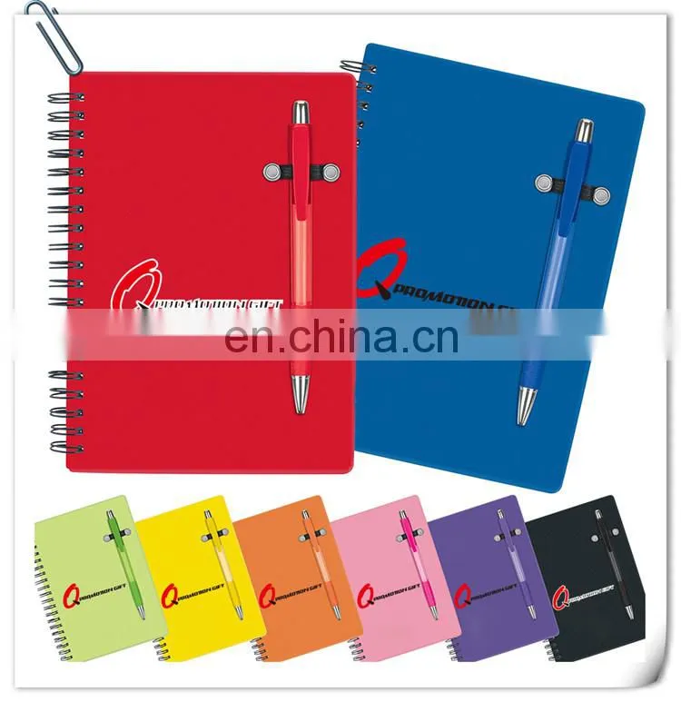 pen buddy spiral 70sheet lined notebook set with ball pen and translucent color cover