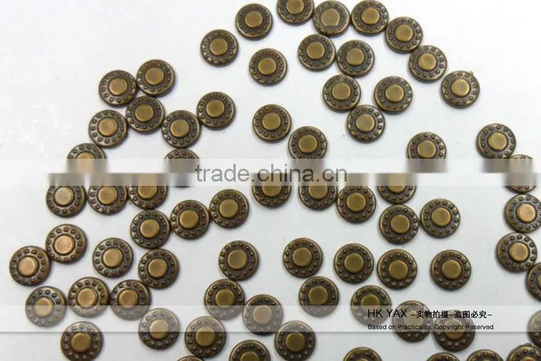 YAX factory directly sale hot fix copper metal;metal studs for leather;cheap hotfix metal studs