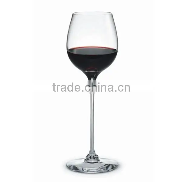 Handmade mouth blown long stem transparent wine bottle glass