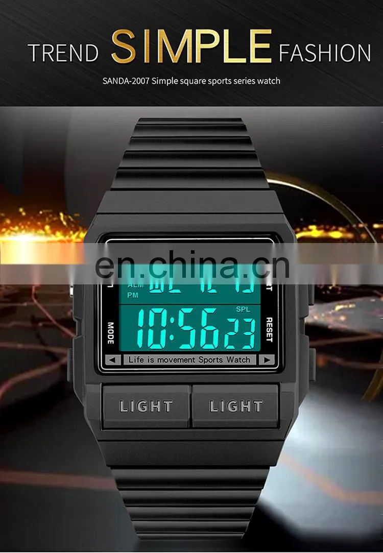 Sanda 2007 2020 New Men Digital Watch Set LED Luminous Waterproof Functional Sport Wrist Watches for Men