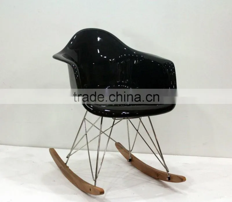replica designer fiberlgass material stainless steel frame ARA armchair/rocking chair with wooden base