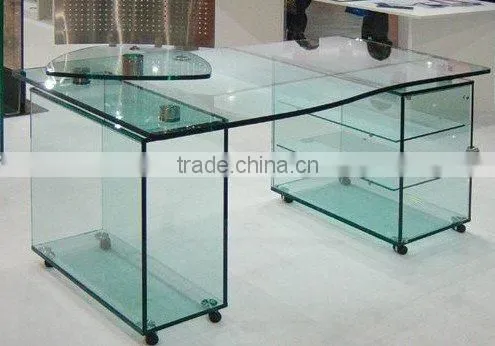 Silver Modern Curved Office Reception Desk With Glass