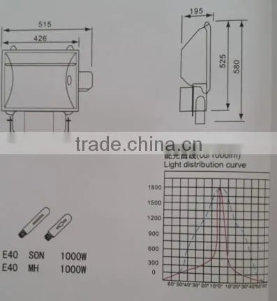 1000W Die-casting Aluminium MH/SON IP65 Flood Light