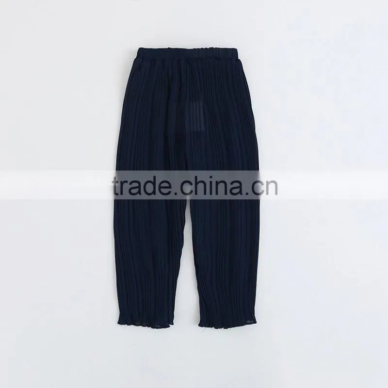 Europe Stylish Summer Children's Clothes Girl Clothes Five Solid Cream Color Chiffon Pleated Shorts Clothing Pants 2-9Y