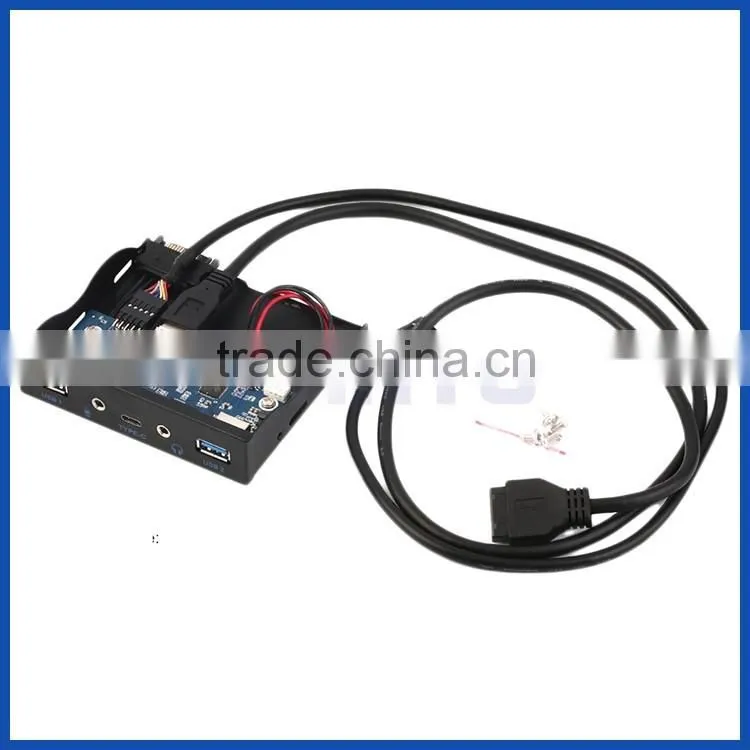 3.5" Expansion Floppy Bay Front Panel 2 USB 3.0 + Type C + HD Audio Ports Hub