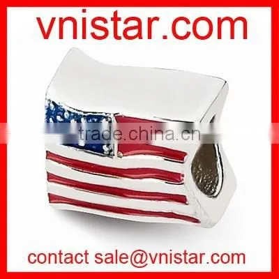 Vnistar metal alloy star shape large hole european style STATE flag beads for 2016 TB084